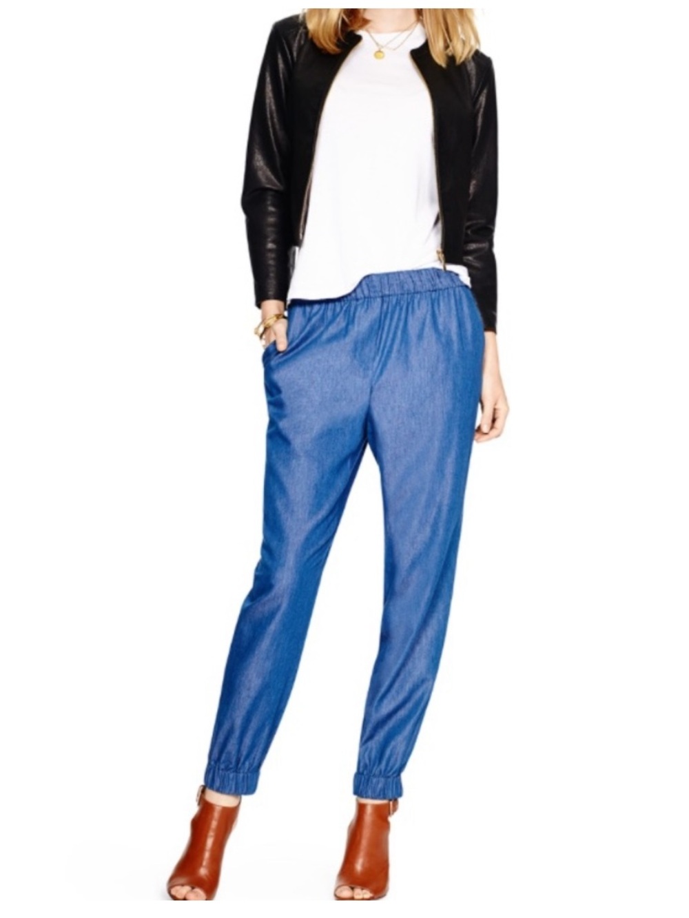 Kate Spade Blue Chambray Jogger Pants Sz 4
